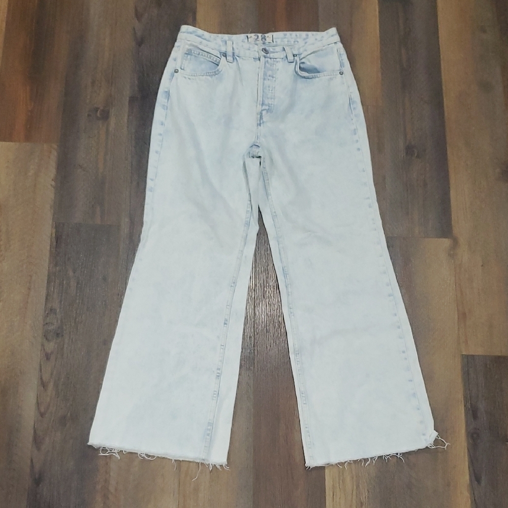 We The Free Flare Raw Hem Vintage Light Blue Wash Jeans Wide Leg